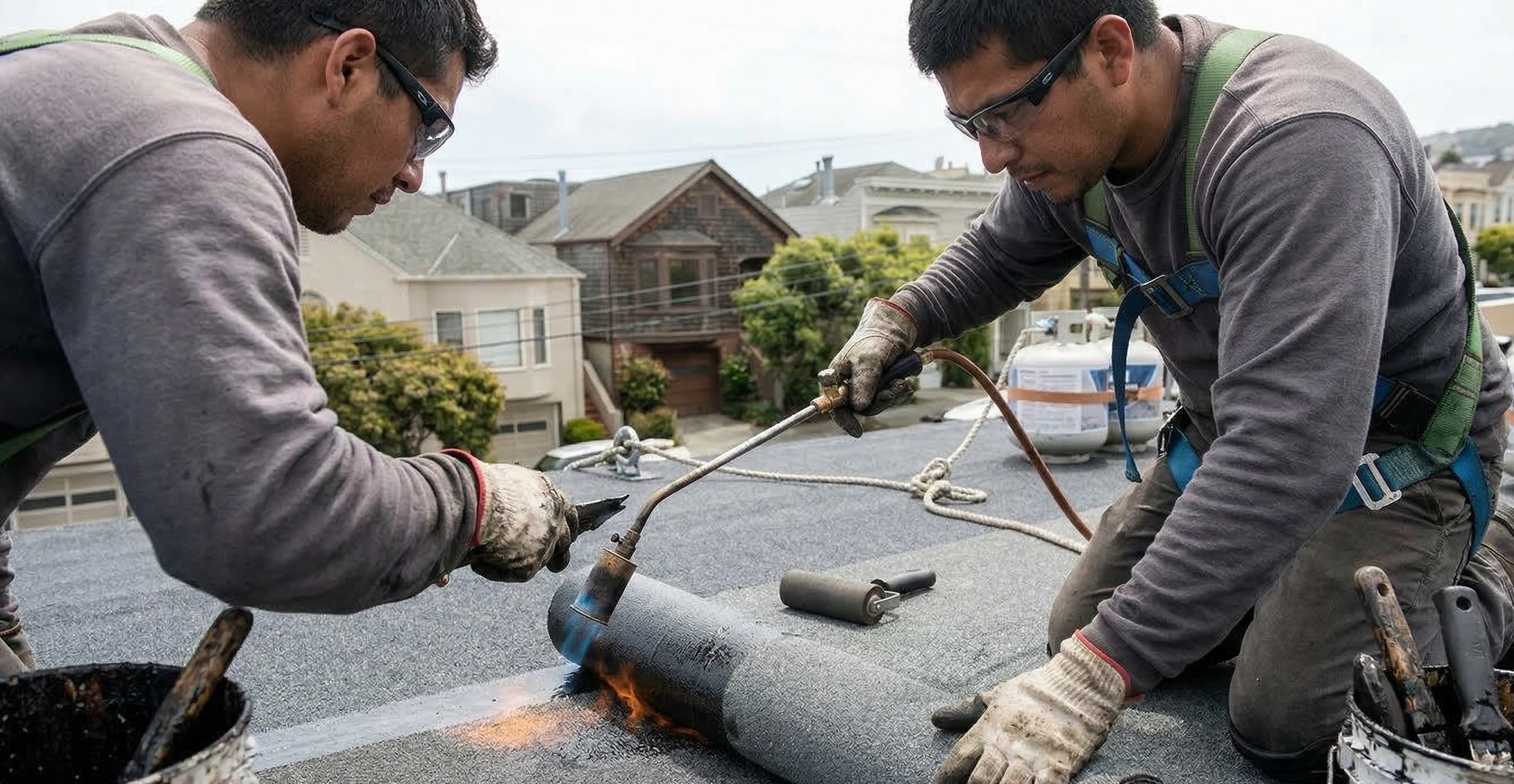 Commercial building with modified bitumen roofing system